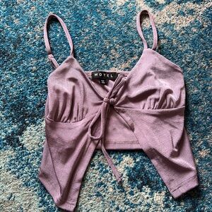 Motel Rocks Lilac Tie-Front Crop Top